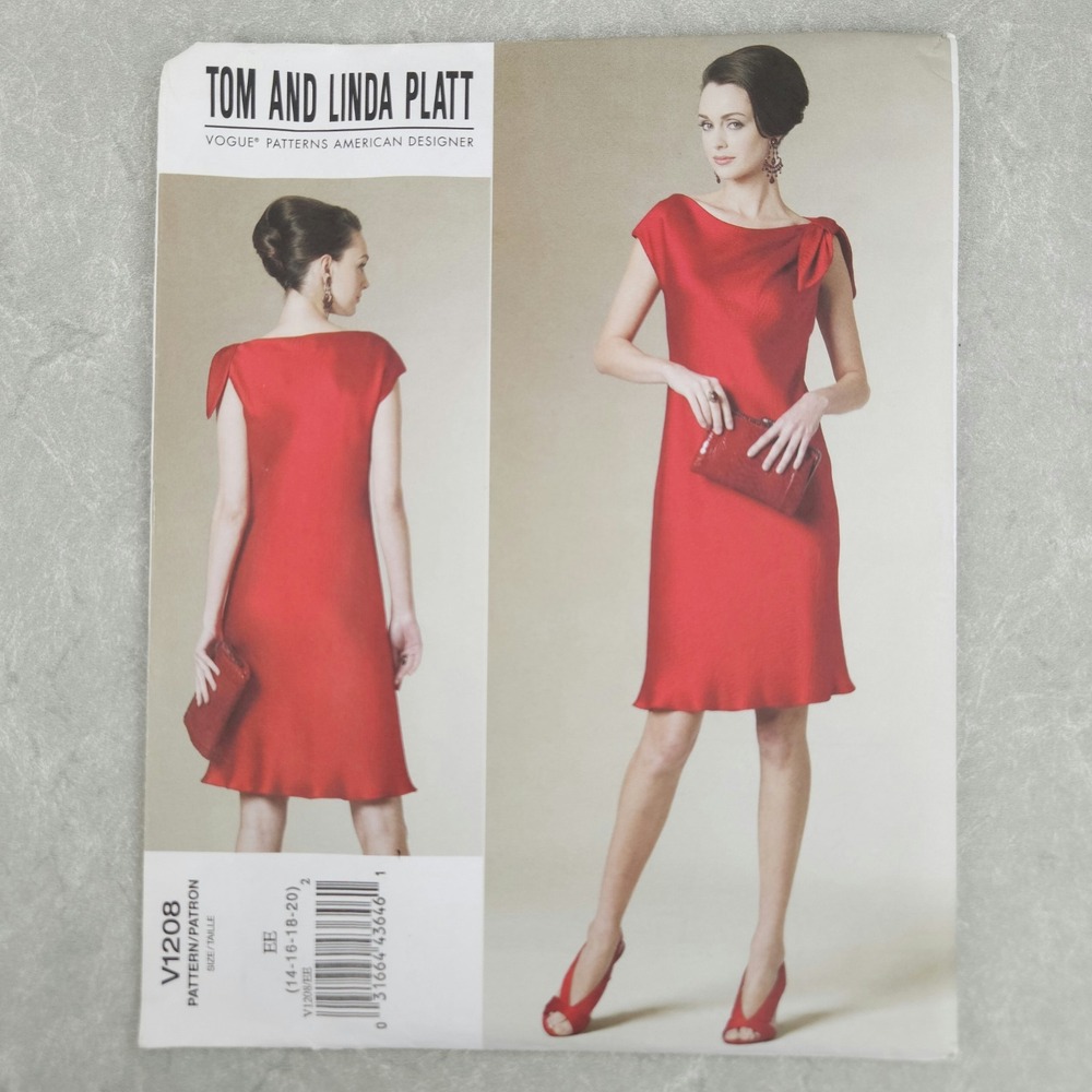 Vogue V1208 Tom Linda Platt Dress Sewing Pattern Cocktail Holiday Party 14-20